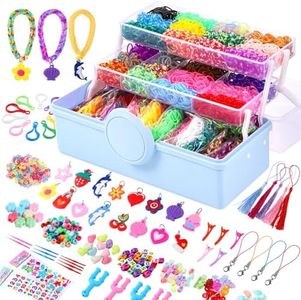 Needbrock 18500+ Bracelet Making Kit Rubber Band, 26 Colors Rubber Band Bracelet Kit Includes 800 Pcs Glow-in-The-Dark Rubber Bands, Bracelet Making Kit Stocking Stuffers for Kids Age 8 Above(Blue)