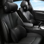 SELLFUN Cars Necks & Lumbar Pain Relief Pillow, 100% Memory Foam Car Seat Head Rest Pillows Necks Support, Neck Pain Relief Pillows for Car & Office, car Gift, (Black_2)