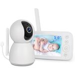 Byxsb 5-inch Baby Monitor with Camera IPS Screen LCD Display, 360°/90°Remote Pan/Tilt/Zoom, Night Vision, 2-Way Talk, 10 Lullabies, Temperature, Feeding Reminder