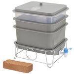 Worm Nerd WN54 4-Tray Worm Composting Bin Kit with Coco Coir Brick for Recycling Food Waste, Worm Castings, Worm Tea, Vermiculture and Vermicomposting