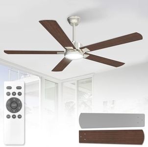 Orthland Silencioso 132cm Ventilador de Techo con Luz, 5 Aspas Grande Ventilador Techo con Mando a Distancia y Reversibles Motor DC, LED Lampara Ventilador Techo para Dormitorio, Salon, 6 Velocidades