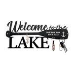 BiaGift Lake House Decor Welcome Sign Lake House Gifts, Key Holder for Wall Decorative with 6 Hooks, Anchor Wall Decor - Welcome to The Lake, 14.2 x 6.0 Inches