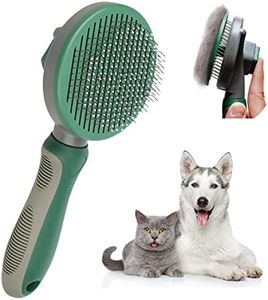 Bubuxy Dogs and Cats Grooming Brush, Self Cleaning Slicker Dog Cat Brush to Remove Loose Fur, Tangles & Dirt, Great for Medium and Long Haired Dogs & Cats