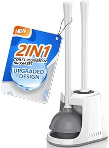 LOVLOY Toilet Plunger and Brush, Bowl Brush and Heavy Duty Toilet Plunger Set with Ventilated Holder, 2-in-1 Toilet Brush and Plunger Combo for Bathroom Cleaning New Pack (White, 1)