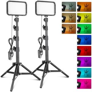 Torjim RGB Photography Video Lighting, Studio Lights with Adjustable Tripod Stand - 16 Color Lighting for Video Recording/YouTube/TikTok/Live Streaming/Make up/Vlogging