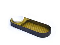 Kadam Haat Bamboo Handmade Chip & Dip Snacks Tray With Bowl, Ideal For Serving Snacks & Platter With Sauce|Starters, Nashta, Buffet - Unique Design Dishes For Home Restaurant (Black & Green) Oval