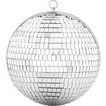 Updated 200mm Mirror Disco Ball with Hanging Ring, Silver Glitter Ball Great for Party or Dj Dance Light Effect Christmas Photo props