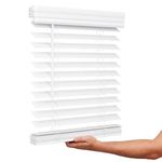 Lotus & Windoware Cordless, 2 Inch Faux Wood Blind, 23" Wide x 72" Long, Smooth, Bright White