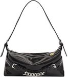 JENSVOIR Shoulder Bag for Women - Black Small PU Leather Clutch Purse Adjustable Hobo Crossbody Handbag with Zipper Closure