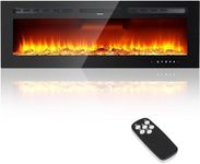 Electric Fireplace in-Wall Recessed, 60" Wall Mounted with Remote Control, 750/1500 W Heater, 12 Realistic Adjustable Color and Brightness 3D Flame Colors, 5 Levels of Brightness ，Log and Crystals