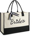 Bride Gifts Bride Bag, Bridal Shower Gift, Bachelorette Party, Engagement Wedding Gifts, Newlyweds Present, Embroidery Tote Bag with Inner Pocket, Beautiful Gift Box and Greeting Card Sets