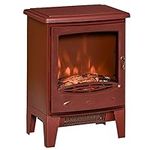 HOMCOM Electric Fireplace Heater, Freestanding Fireplace Stove with Realistic Flame Effect, Overheat Safety Protection, 750W/1500W, Red