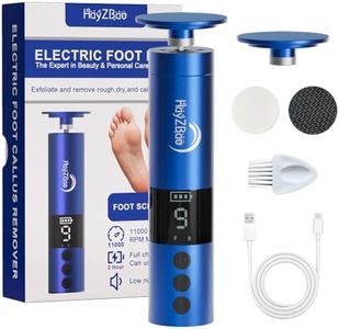 HayZBao 11000 RPM Rechargeable Electric Foot Callus Remover with 2Glass Sander Discs - Cordless Foot Scrubber,Professional Pedicure Tool for Dead Skin and Calluses,Electric Foot File - Blue