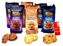 Fox's Fabulous cookies 6 x 180g, Three mix luxury varities of Milk, Triple & White chocolate Biscuits for special Occasions, Supreme gift to share with friends and family Snack Value Pack