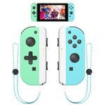 Wireless Controllers Compatible for Switch/OLED/Lite, Switch Controller Support Wake-up Function and 6-Axis Gyro with Grip and Straps (Blue and Green)