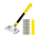 AVMPHD Metal Razor Blade Scraper, Long-Handle Putty Knife, with 10 Blades Set Paint Scraper for Wood, Window Glass Wallpaper Remover, Painting Stripping Tools, Tile Adhesive Removal 4-inch