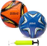 Xcello Sports Size 3 Soccer Ball 2 Pack (Blue/Silver, Orange/Blue/Yellow) w/Pump