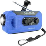 Solar Hand Crank Portable AM/FM Weather Radio, 4-Way Powered Emergency Radio with Bright Flashlight, 2000mAh Battery Power Bank, SOS Alarm and Headphone Jack for Outdoor Camping, Hiking