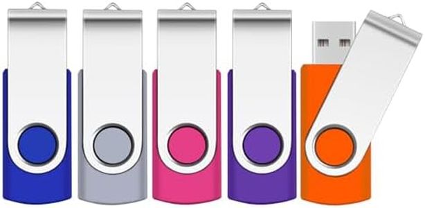 4GB 5 Pezzi Chiavetta USB 2.0 SRVR Girevole Pen Drive per archiviazione dati Unità Pennetta USB con Corda (Multicolore)