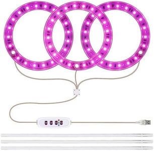 Angel Ring Grow Light DC5V USB Phytolamp for Plants Led Full Spectrum Lamp (Pink Light, 3 Heads)