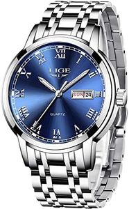LIGE Montres Hommes Mode Acier Inoxydable Étanche Quartz Analogique Hommes avec d'affaires Robe Montre-Bracelet pour Homme