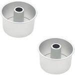 Yardwe 2pcs Chiffon Cake Mold Angel Food Cake Pan Non- Stick Chiffon Tube Pan for Oven Baking Silver