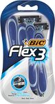 BIC Flex 3, Triple Blade Razor Blades for Men, With Moving Blade Heads for a Close and Soft Shave, Pack of 4