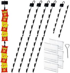 Hanging Merchandise Strips with Hooks Chip Display Rack Stands Potato Bag Holder 12 Clips for Retail Displaying Label Headers Greeting Card Party Vendors Snack Candy Portable Organizer Storage 6 Pack