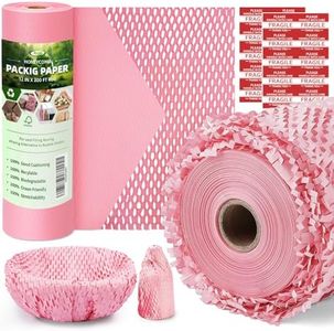 Honeycomb Packing Paper, 12" x 200' Packing Paper Substitute Alternative for Bubble Cushioning Wrap for Moving Shipping Packaging, Recyclable Moving Supplies Bubble Packing Wrap Roll-Pink