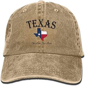 HDRAY Unisex Adult Texas Lone Star State Washed Denim Cotton Sport Outdoor Baseball Hat Adjustable One Size, Aatexas Lone Star, One Size