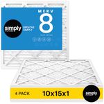 Simply by MervFilters, 10x15x1 Air Filter, MERV 8, MPR 600, AC Furnace Air Filter, 4-Pack