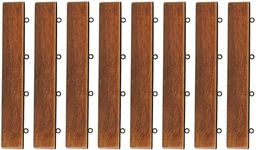 Bare Decor EZ-Floor Loop Ends Side Trim Piece Interlocking Flooring in Solid Teak Wood, (Set of 8)