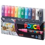 Uni-posca Paint Marker Pen - Extra Fine Point - Set of 12 (PC-1M12C)