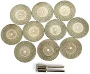 AASONS 10pcs Diamond Blade Set 22mm Diameter Mini Diamond Saw Blade with 2pc Connecting 3mm Shank for Mini Die Grinder