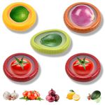 5PCS Stretch Pod for Avocado Onion Lemon Tomato & More,Reusable Silicone Food Savers for Fruit and Vegetable Storage, Avocado Saver and Keeper, Onion Fresh Container,BPA Free