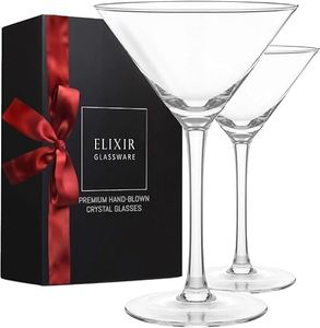 ELIXIR GLASSWARE Martini Glasses Set of 2-9 oz - Hand Blown Crystal Martini Glasses with Stem - Elegant Cocktail Glasses for Bar, Martini, Cosmopolitan, Manhattan Cocktail Glass Set
