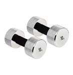 Amazon Brand - Symactive Chrome Plated Steel Dumbbell, Set of 2, 10 Kg