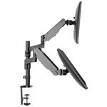 Rife Dual Monitor Arm Mount Desk Stand Height Adjustable Articulating Gas Spring Arm | Fits 19 21 24 27 29 30 32 Inch VESA Compatible Computer Screen C-Clamp and Grommet Base (Dual Monitor Arm)