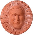 JBK Pottery Ceramic Sun Face Wall Sculpture, Clay Home Decor, Rustic Pottery Wall Hanging, Outdoor Sun Themed Art Decor for Garden, Bathroom, Patio or Living Room – 12 Inch, George W Bush, Terracotta