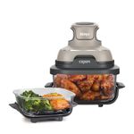 Ninja CRISPi Portable Air Fryer, 3.8L, 4-in-1: Air Fry, Roast, Keep Warm, Recrisp, Space Saving Compact Design, 6 Portions, 2x Removable Glass Containers & Lids, 1700W, Stone FN101UKST