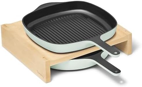 Caraway 10.5” Cast Iron Skillet & Grill Pan Duo – Enameled Cookware Set with Non-Toxic 3-Layer Enamel Coating – No Seasoning Required – Compatible with All Stovetops – Mist