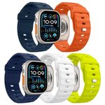 MoKo 5Pack Ocean Band Compatible with Apple Watch Ultra 2 Band 49mm 46mm 45mm 44mm 42mm for Men Women, Silicone Replacement Strap Sport Wrist band for iWatch Series 10 9 8 7 6 5 4 SE Ultra 2,ColorA