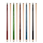 Aska Set of 5 Wrapless L3 Billiard Pool Cues, 58" Hard Rock Canadian Maple, 13mm Hard Tip, Mixed Weights, Black, Blue, Brown, Green, Red.