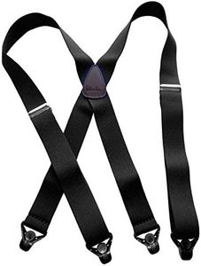 Holdup Ski-Ups Suspenders with USA Patented Black Composite Plastic Gripper Clasps, Black 1 1/2" Xl