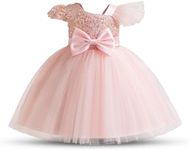 HNXDYY Baby Girl Party Tutu Dress Toddler Girl Sequins Wedding Pageant Ball Gown, 063 Pink-c, 6-12 Months