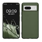 kwmobile Case Compatible with Google Pixel 8 Case - Soft Slim Metallic TPU Silicone Cover - Metallic Forest Green