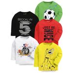 Kuchipoo Full Sleeves Boys Regular Fit T-Shirts - Pack Of 5, Multi-Colored (Tshrt-196, 4-5 Years)