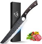 Purple Dragon Butcher Knife Meat Cleaver 7.5 Inch Hand forged Chef Knife Japan High Carbon Steel Knife for Meat Vegetable Full Tang Long Handle Sharp Carving Knife