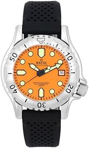 RATIO FreeDiver Professional Dive Watch Sapphire Crystal Automatic Diver Watch 500M Water Resistant Diving Watch for Men (Orange)