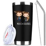 ATHAND Supernatural Merchandise Gifts Sam & Dean Moose & Squirrel Insulated Tumbler Cups Coffee Wine Mug With Lid Straw 20 OZ - Gifts Ideas for TV Show Fan,Friends, Family and Your Soul Mates (Black)